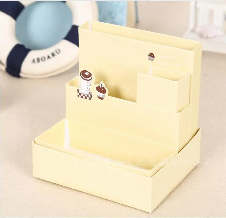 Lovely DIY Paper Board Storage Box Desk Decor Stationery Makeup Cosmetic Organizer