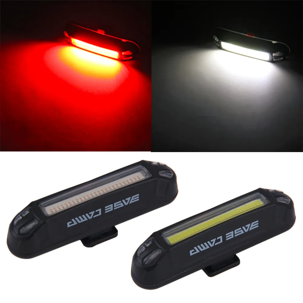 Basecamp Waterproof USB Rechargeable Bicycle Head Light High Brightness Red LED 100 lumen Front Rear Bike Safety Light