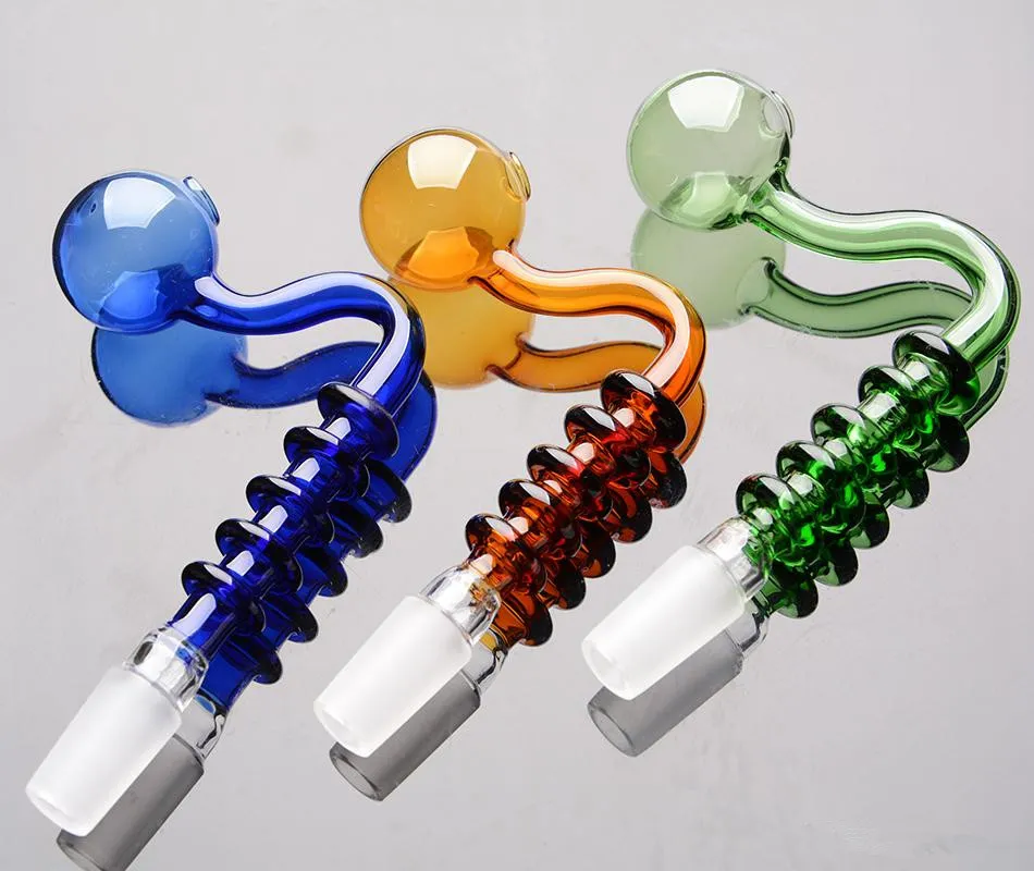 IN STOCK 90 degree curved Glass burner glass bangers colored coil oil banger 14 mm male oil burner