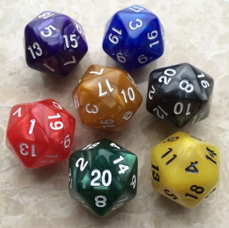 D20 Flash 20-seitige Würfel, 20 mm, polyedrische Würfel, DD-Spielwürfel, RPG-Brettspielzubehör, Kinderspaß, Lernspiele, mehrfarbig #P42