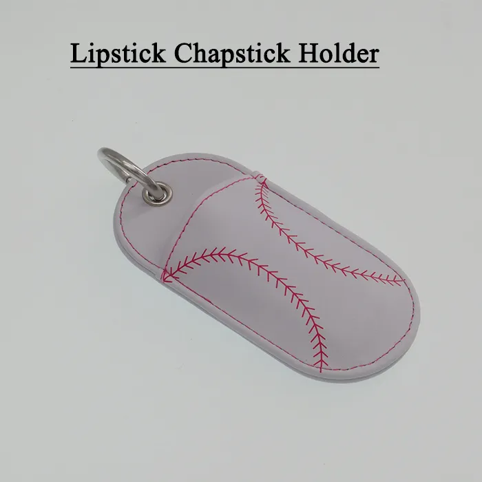 men womens teen kids baseball mom teacher sister softball leather red stitch baseball chapstick Holder Lipstick Holder