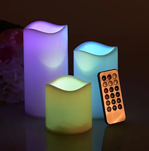 Wax Flameless LED Candles light With Remote Control Timer 3 Candle Indoor Night Party Light Decor for Wedding birthday Party Christmas