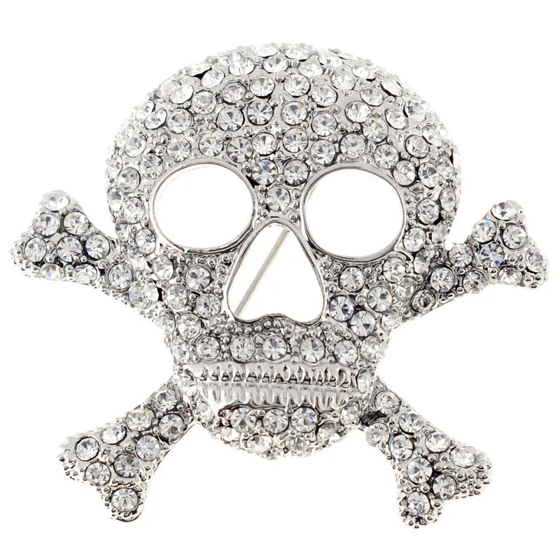 Clear Rhinestones Skull Crossbone Brooch Pin Charm For Ladies, Women ...