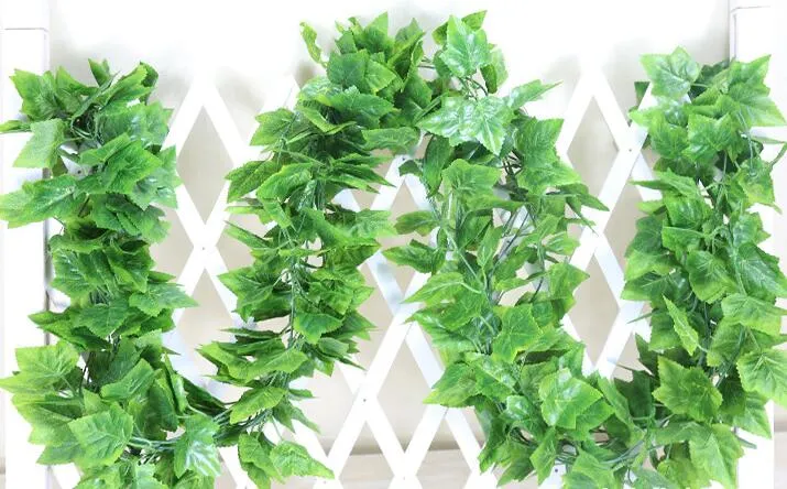 90 leaves 2.4m artificial green grape leaves other Boston ivy vines decorated fake flower cane wholesale HH08