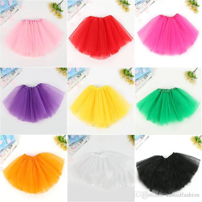 Baby Girls Childrens Kids Dancing Tulle Skirts Pettiskirt DanceWear Solid Färg Garn Ballett Klänning Fancy Kjolar