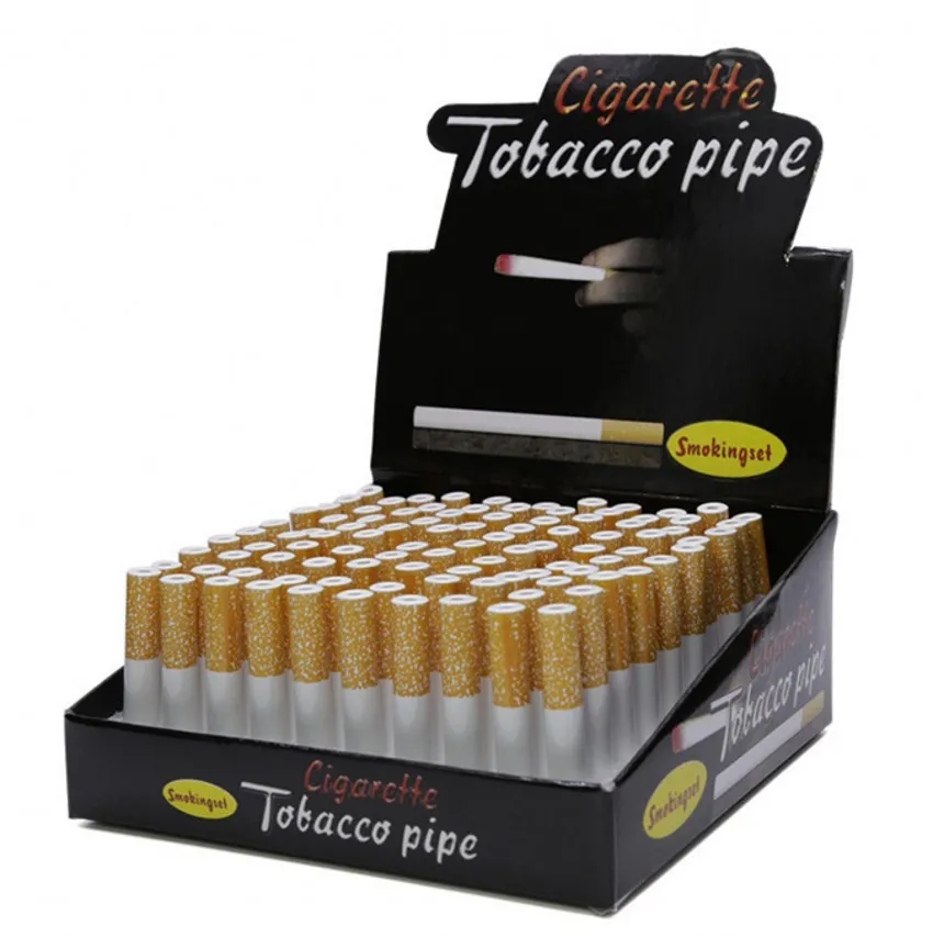 Set di fumo all'ingrosso di tubo in lega di alluminio 100 pezzi/scatola da 78 mm a 55 mm di lunghezza un battitore di battute di sigaretta pipi di metallo in alluminio di sigaretta