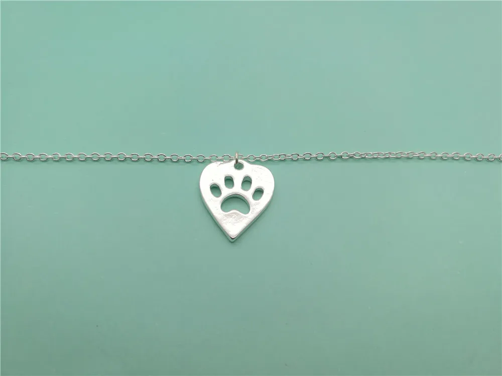 Simpatico braccialetto con ciondolo a forma di cuore con zampa di animale domestico Bracciale con cuore e zampa d'amore Memorial Animal Puppy Bear Cat Dog Palm Print Bracciali