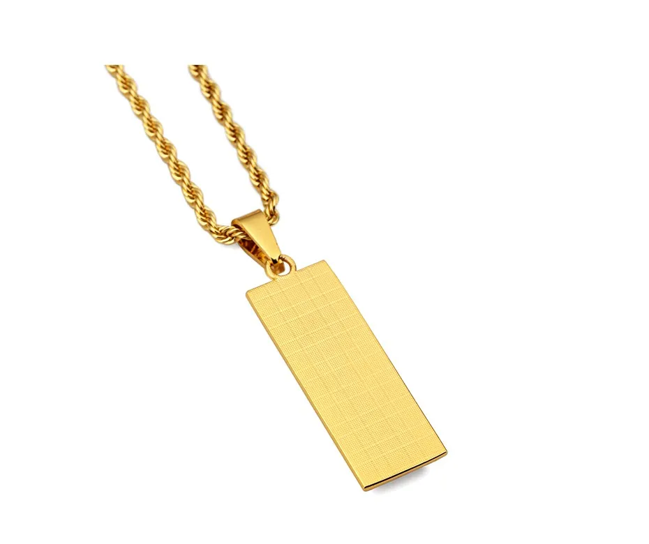 Cube Bar Bullion Necklace & Pendant Gold Plated Star Men Hip Hop Dance Charm Franco Chain Hip Hop Golden Jewelry For Gifts