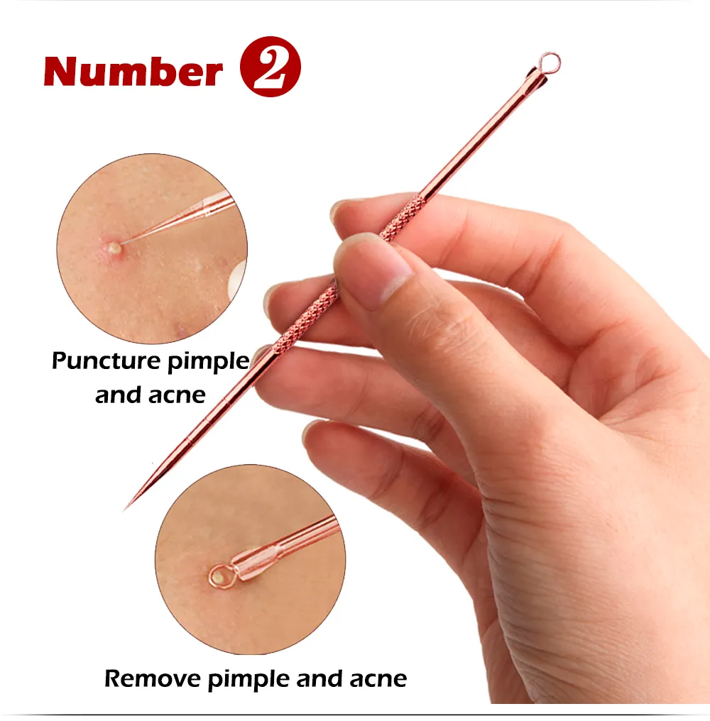 4 THINGS. Rose Gold Needles Acne Pimple Needle Blackhead Remover Acne Treatment Black Mask Extractor