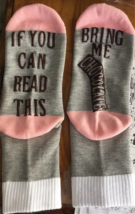 women funny words printed letters socks If You Can Read This Bring Me Chocolate cotton christmas socks