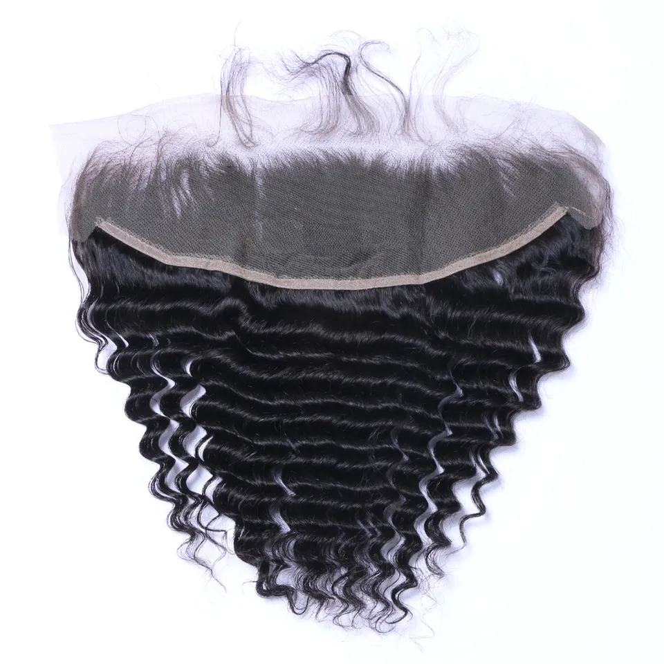 Onda profunda brasileira 13x4 orelha para orelha pré-arrancada lace fechamento frontal com cabelo bebê remy cabelo humano parte livre parte superior fechamento