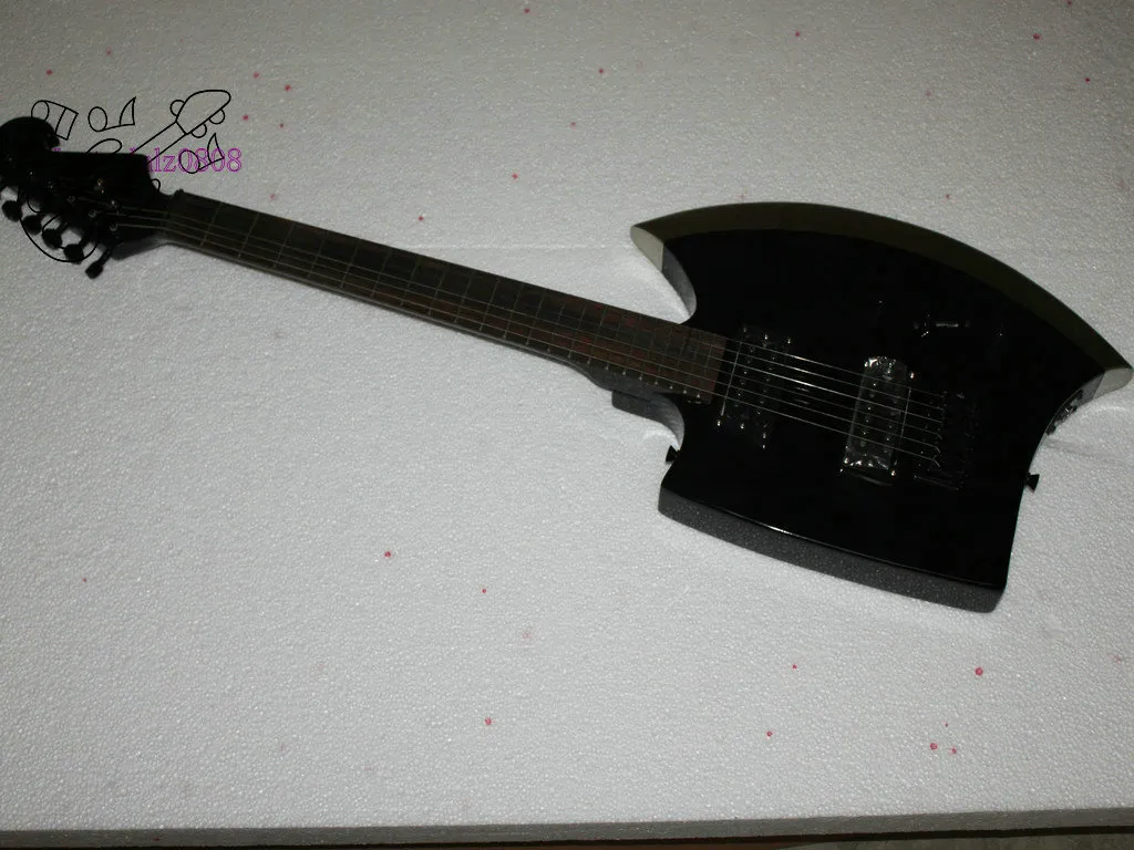 Latest Finished China OEM Musical Instrument 6 Strings Axe Shaped Custom Electric Guitar Maple Neck Silverburst Color