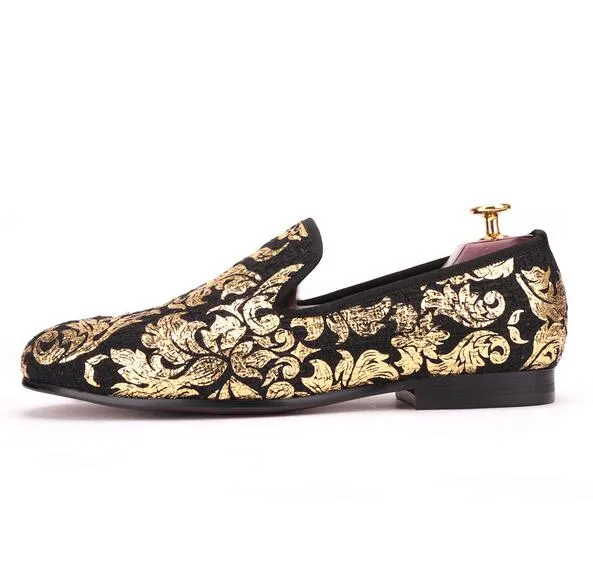 New High-end Gold printing Men Shoes Luxury Fashion Men Loafers Men's Flats Size US 4-17 