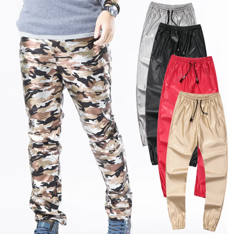 Wholesale-hip hop men urban clothing west swag dance pants boys joggers black fashion mens plus size clothing boys leather pants