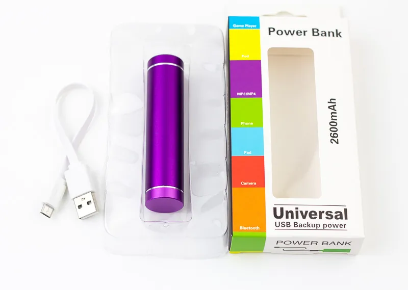 Portable Power Bank 1200mAh Aluminium Alloy Mini Mobile Universal Power Laddning Batteri med Retail Package / up