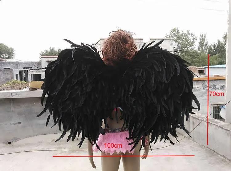 Black Angel Feather Wings Magazine Shooting Display Party Bruiloft Decoratie Benodigdheden Model Toon Props EMS gratis verzending