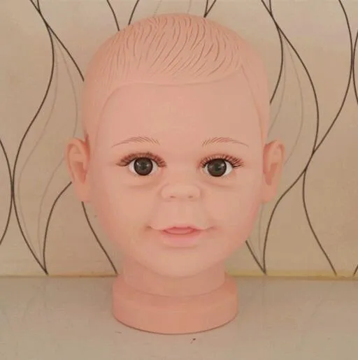 Groothandel PVC Realistische Plastic Baby / Kid Kinderen Mannequin Dummy Hoofd voor Pruik Hat Zonnebril Display Hoofd Mannequin B617