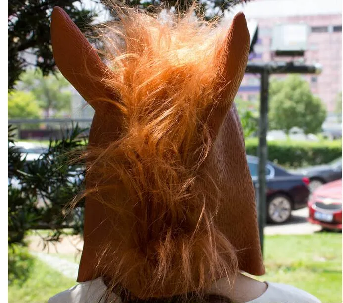 不気味な馬のヘッドマスクハロウィーンの衣装劇場のプロップノベルティラテックスゴムパーティーマスク面白い動物のヘッドマスク