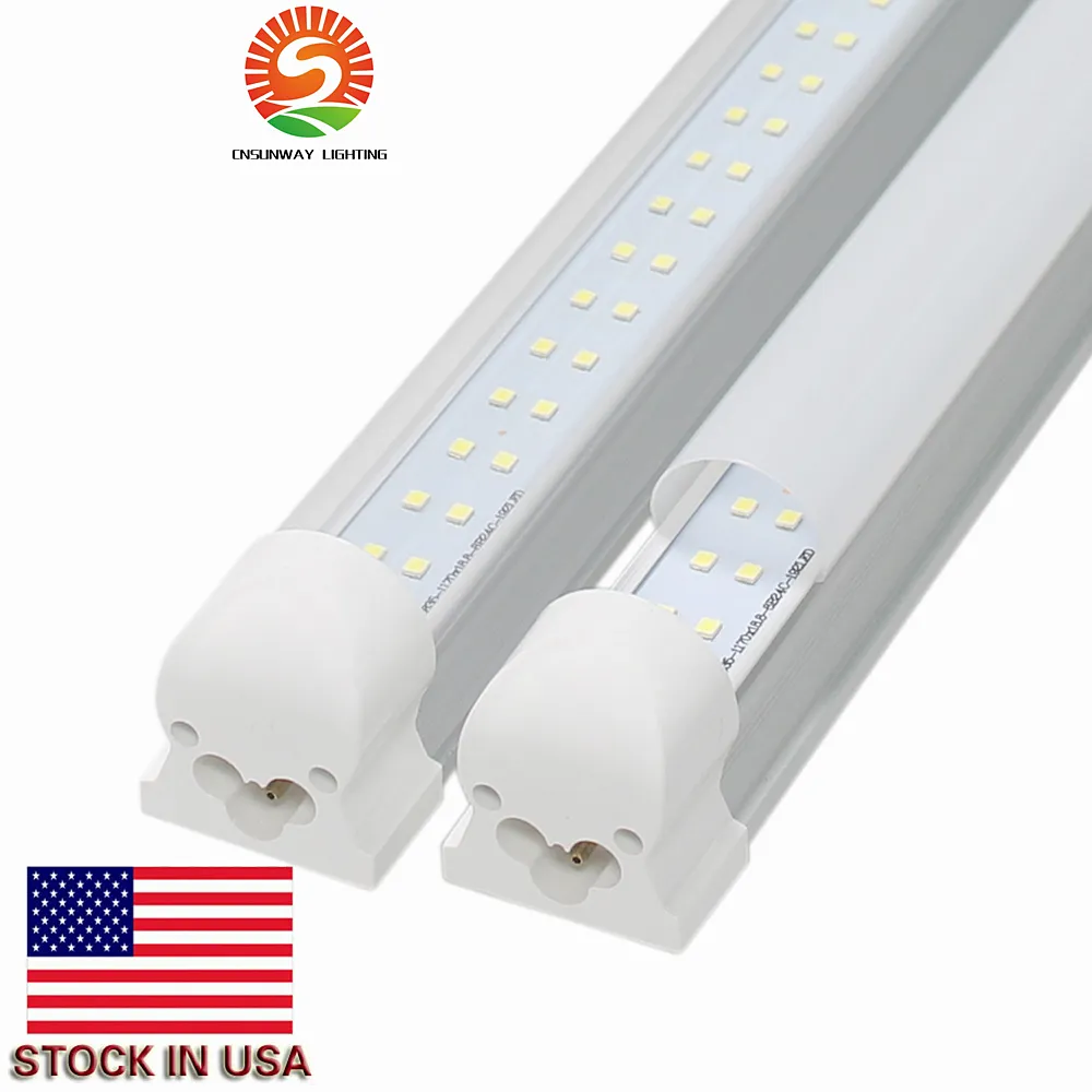 Tubo led 8ft Doppie linee Led 4ft 8ft Luce tubo integrata T8 Tubi a led Luci fluorescenti 28W 65W AC 110-240V UL DLC