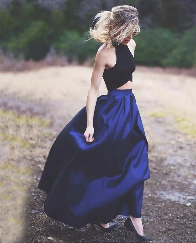 Charming Halter Black Top A Line Prom Dresses 2015 With Royal Blue Two Piece Down Customizable Evening Gown For Prom And Special Occasions From Hsmw002 88.45 DHgate.Com
