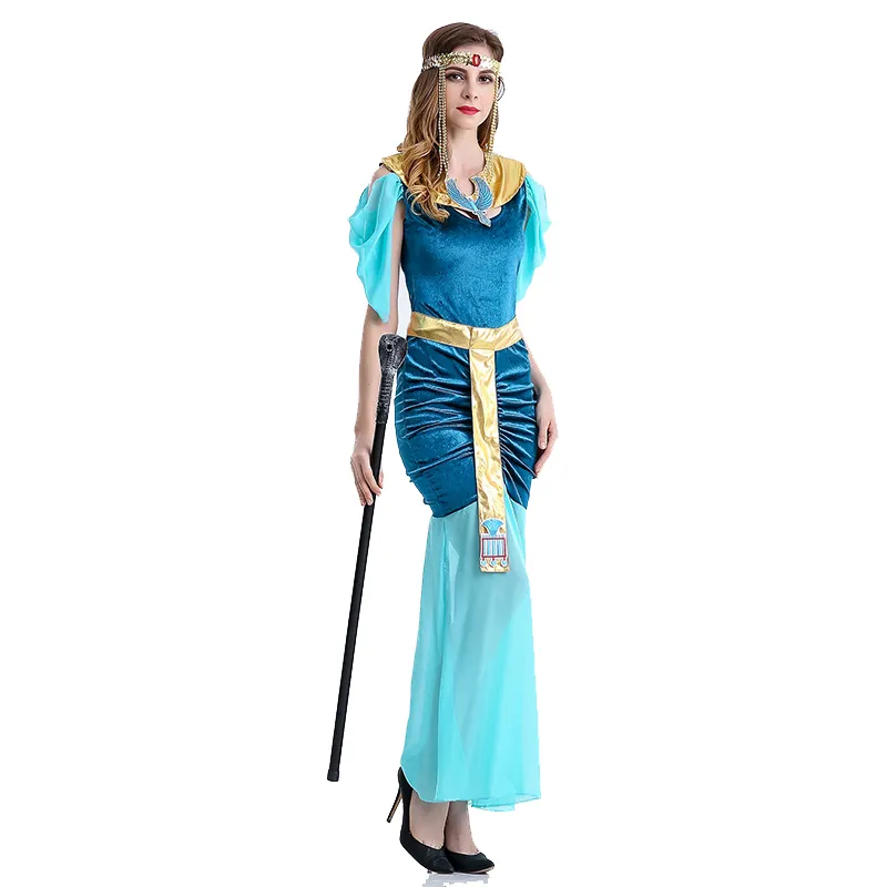 Blue Halloween Luxury Princess Costume Greek Goddess Dress Arab Queen Egypt Women Cosplay Costume Fancy Dress