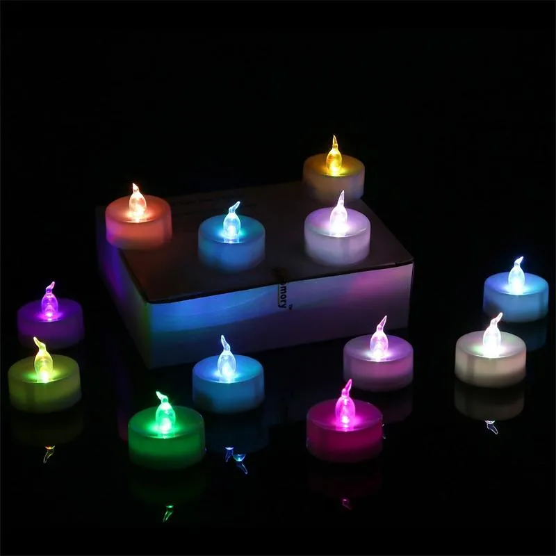 Led Tealight Tè Candele Candele Light Colorful Flowering Flicker Batteria senza fiamma azionata la festa di compleanno di nozze Natale Natale