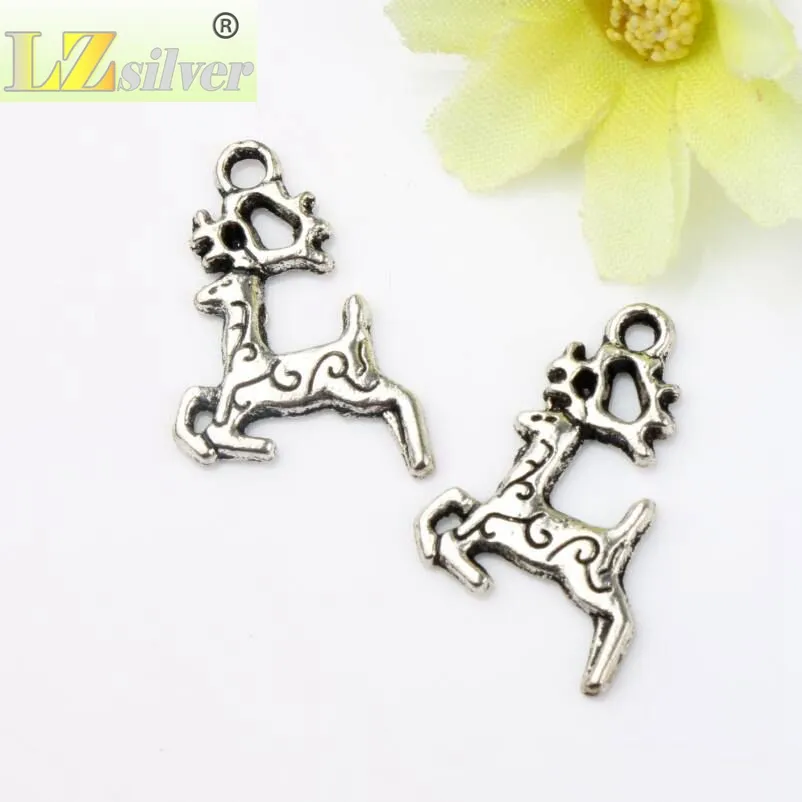 Boże Narodzenie Bieganie Elk Charms 200 sztuk / partia 15x21.5mm Antique Silver Wisiorki Moda Biżuteria DIY Fit Bransoletki Naszyjnik Kolczyki L784