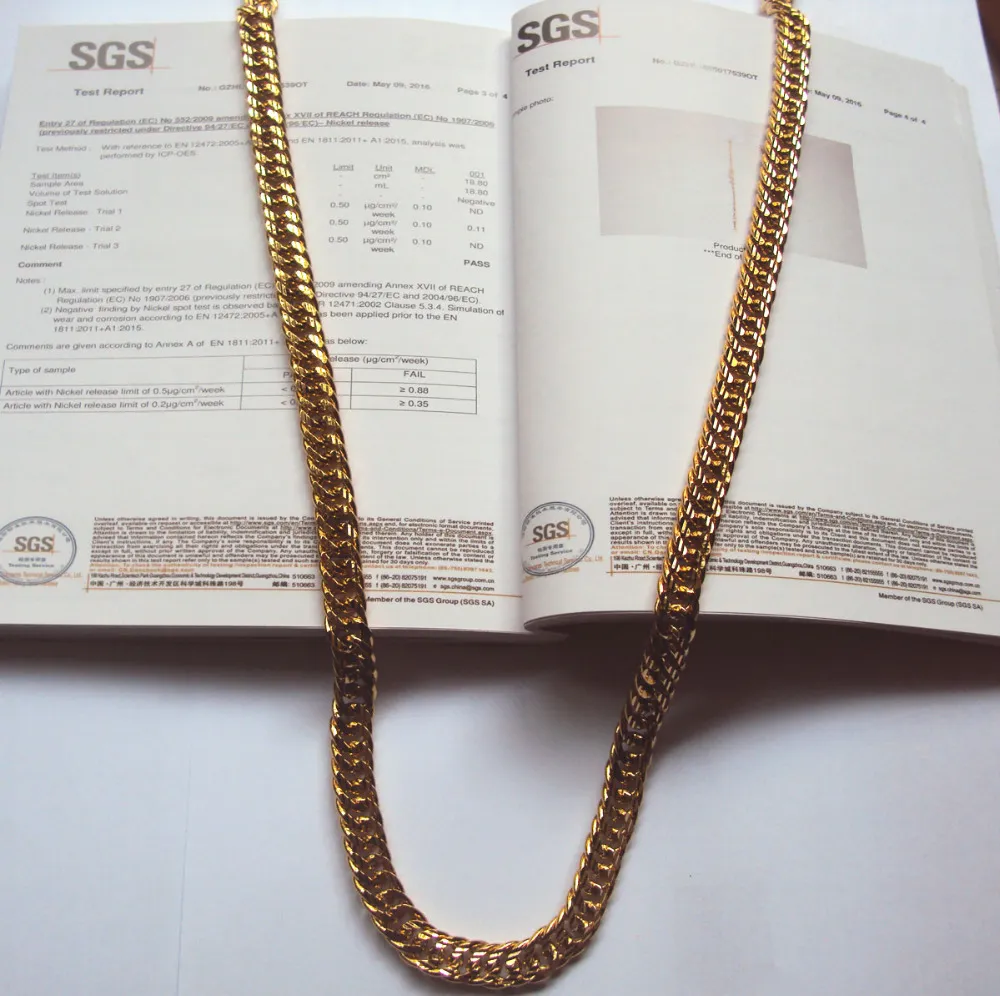 Bilateral Gold Authentic 18k Yellow Solid Gold Men's Cuban Link Łańcuch Naszyjnik SZ 24 