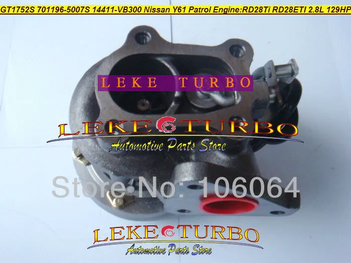 GT1752S 701196-5007S 14411-VB300 NISSAN Y61 PATROL RD28Ti RD28ETI 2.8L RD28T 129HP turbocharger