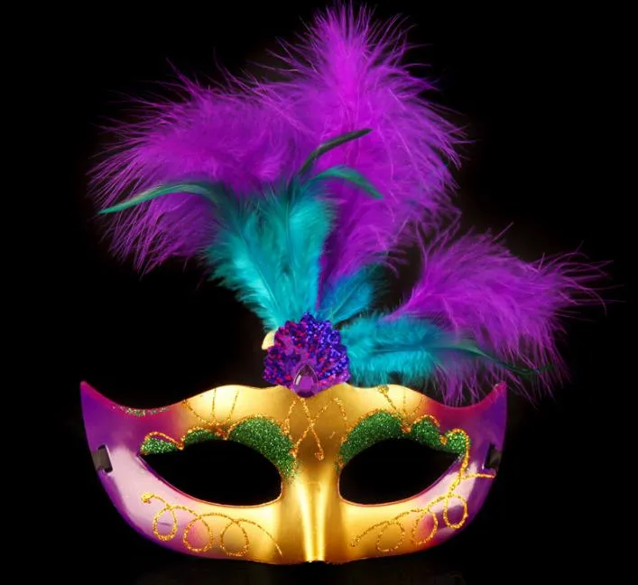 Plume Peinte Masque Vénitien Halloween Mascarade Balle Robe De Soirée Costume Bonne Qualité Brand New Ventes Chaudes