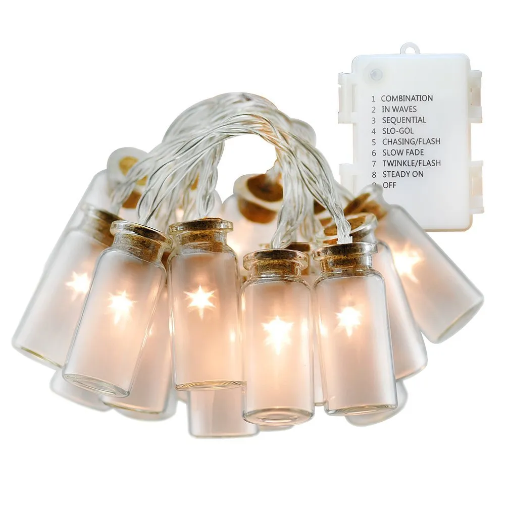 Hurtownie Vintage Clear Glass Słoik 20 LED String Fairy Lights Akumulator obsługiwany 7,2 stóp