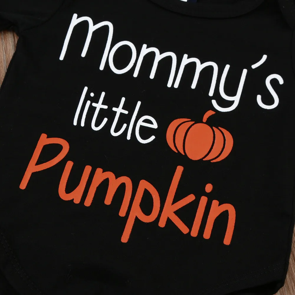 Newborn Clothes Baby Clothing Sets Halloween Costumes Pumpkin Printed Long Sleeve Bodysuit Romper Pants Hat Sets Baby Outfits