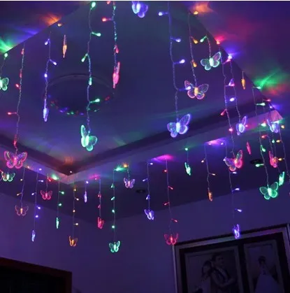 أضواء الفراشة LED أضواء الستائر للمهرجان عطلة الزفاف 3.5 * 0.6m 100 المصباح عيد الميلاد