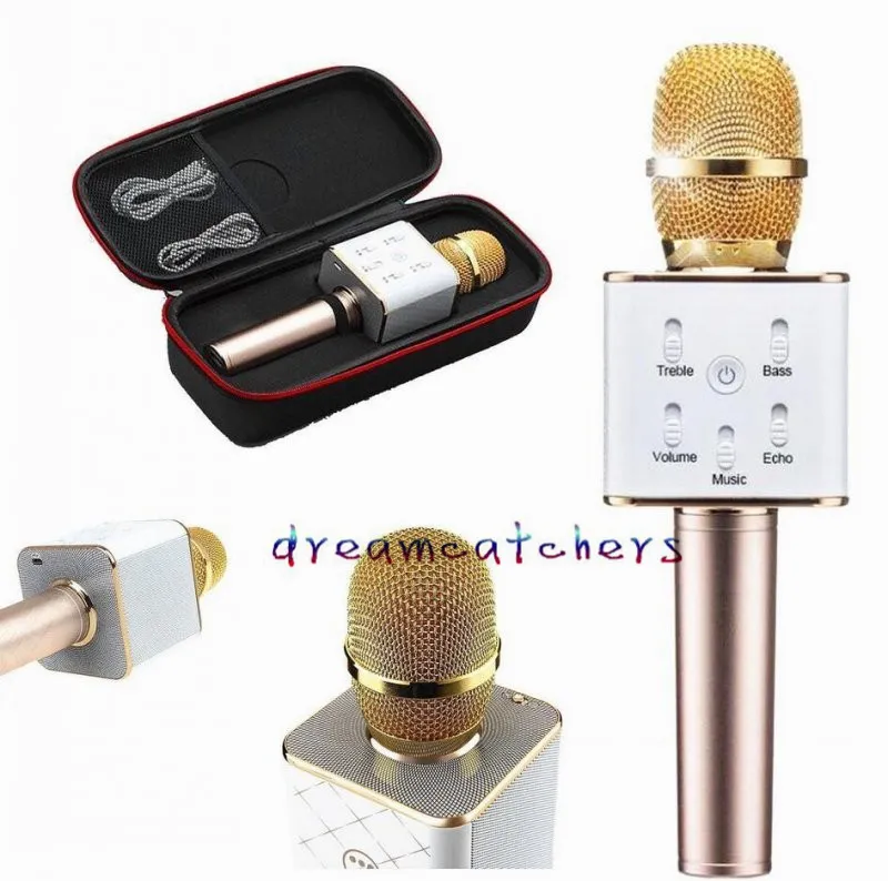 Karaoke Mini Microfoon Draadloze Bluetooth-microfoon Q7 MIC-luidspreker Luidspreker Handheled KTV voor iPhone 7 Samsung Smartphone Detailhandel