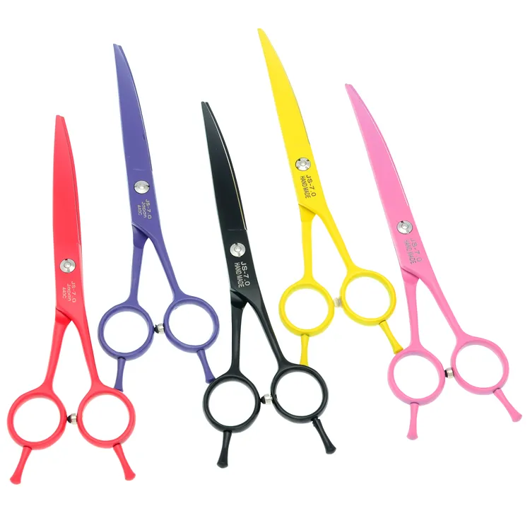 7.0Inch Purple Dragon Cutting Curved Scissors JP440C Professional Stainless Steel Pet Scissors for Dog Grooming Shears Dog Supplies ,LZS0652