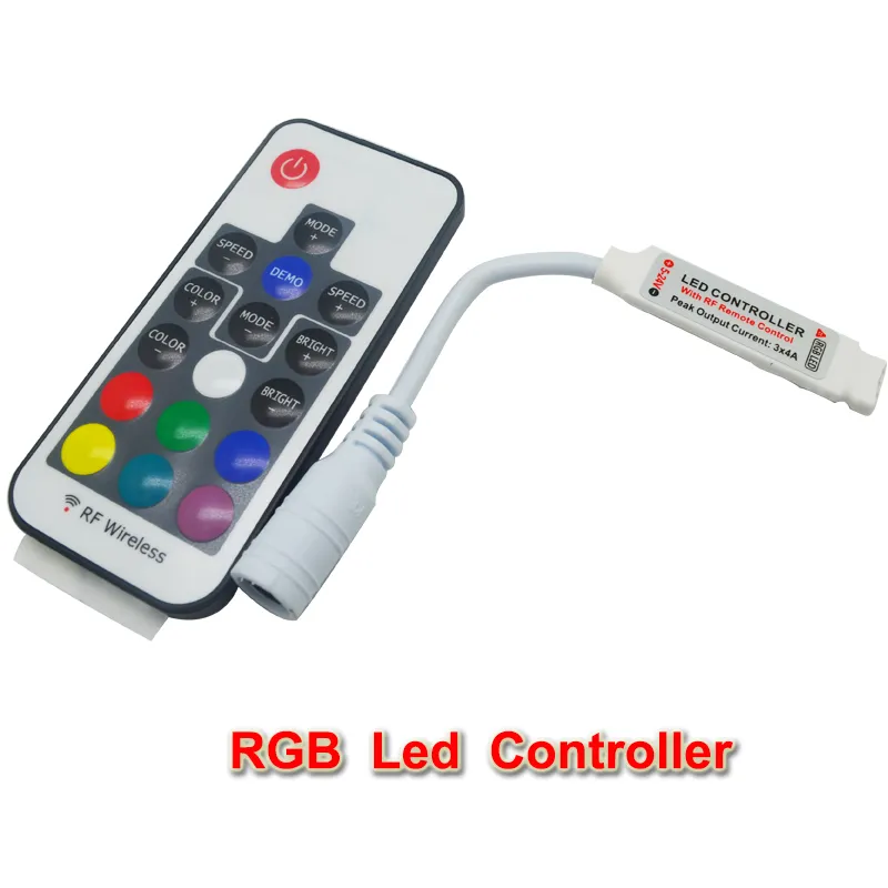 DC12-24V 17 Key Mini RF Wireless LED RGB fjärrkontroll med 4pin Kvinna för att styra LED-remsan SMD 5050 Belysning och modul