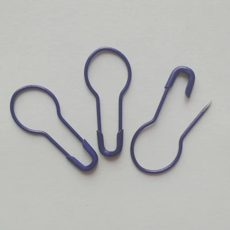 new steel shiny purple color pear shaped safety pin good for stitch marker 261r