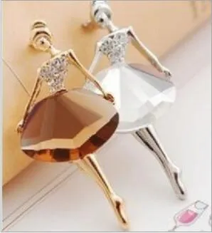 Tillbehör Bling Gem Brosch Ballett Girl Fashion Elegant Populära Crystal Rhinestone Pin Body Smycken Gåva till tjej