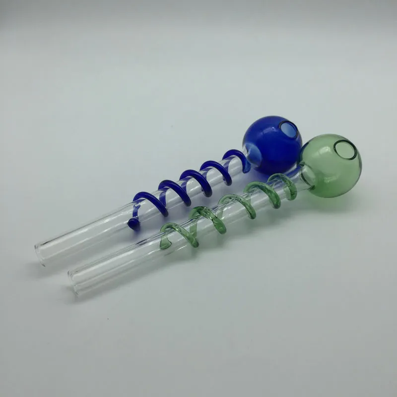 Tuyau de brûleur à mazout en verre Tuyaux à poignée en spirale Bubbler Pyrex mini tuyaux à poignée en verre