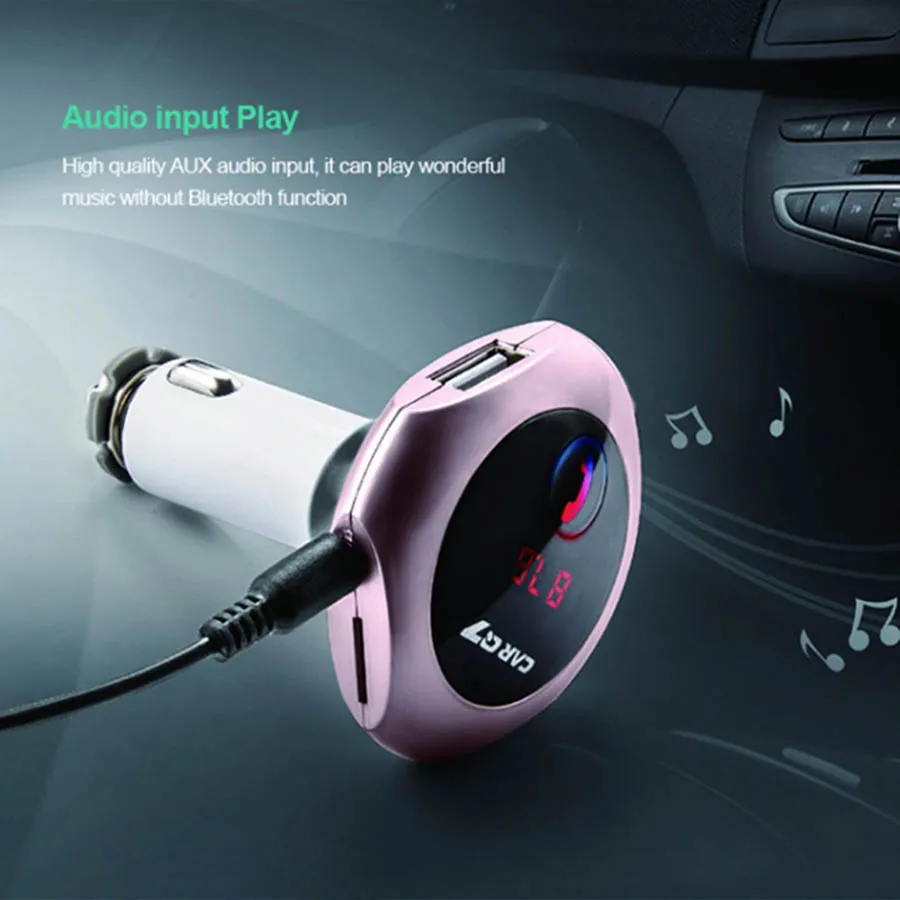 Nieuwe Carkit Q7 Bluetooth FM-zender MP3-speler Dual USB Autolader 361 graden Rotatie Handsfree Telefoon Kits