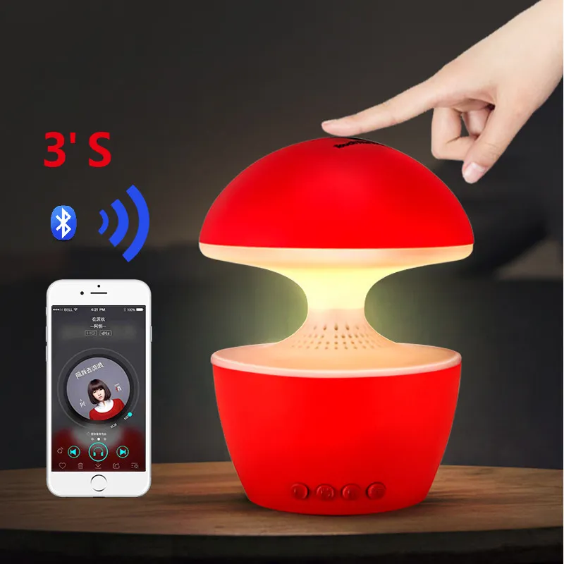 Mini-LED-Bluetooth-Lautsprecher für Telefon, Computer, Freisprecheinrichtung, Subwoofer, Touch-Nachtlicht, tragbarer kabelloser Lautsprecher, dreifarbiger Pilz