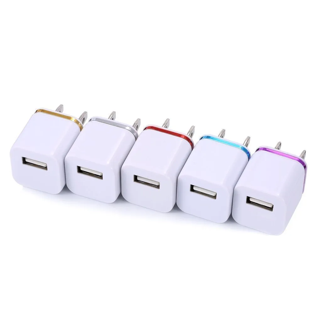 Färgglada Home Plug USB Laddare för Samsung Note 5 USA Version iPhone 7 6 5 Universl Väggladdare Travel Adapter 200PCS / Lot