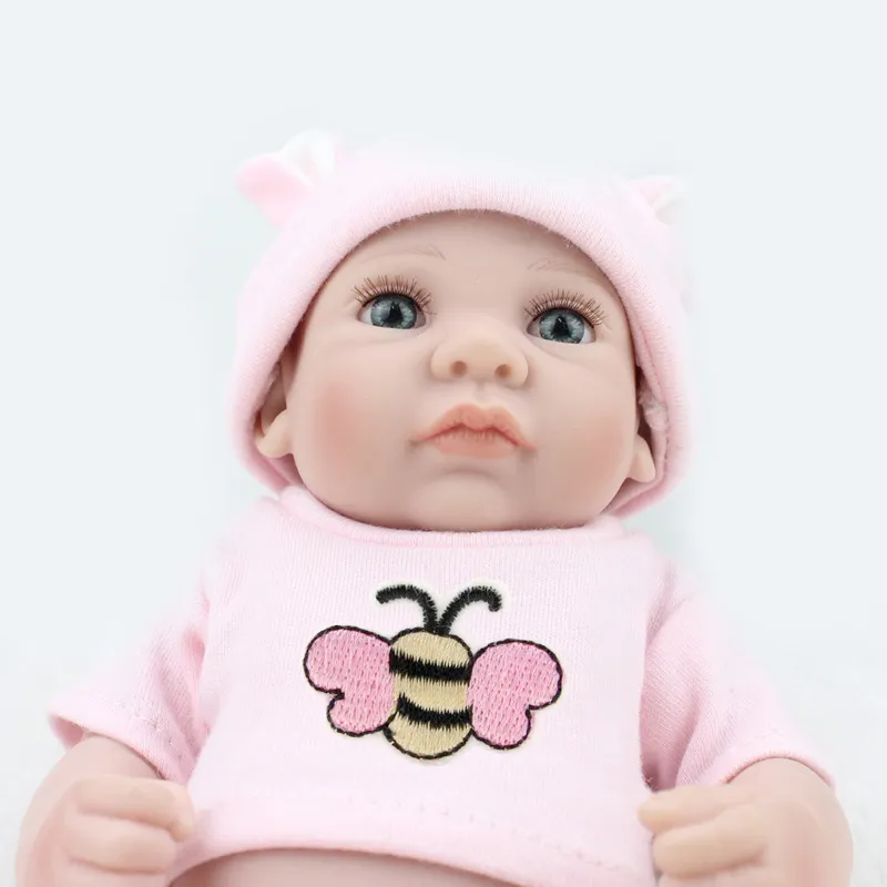 28cm Pink Lifelike Reborn Baby Girl Doll Full Body Soft Silicone Newborn Fack Baby Doll Toy