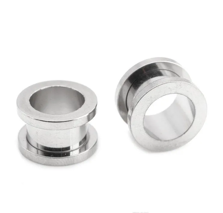 Sliver Aço Inoxidável Ear Conjuntos de Armazenamento Jóias Piercialing Pierceing Açúcar Aeronha Túneis 2mm a 12 mm AK104