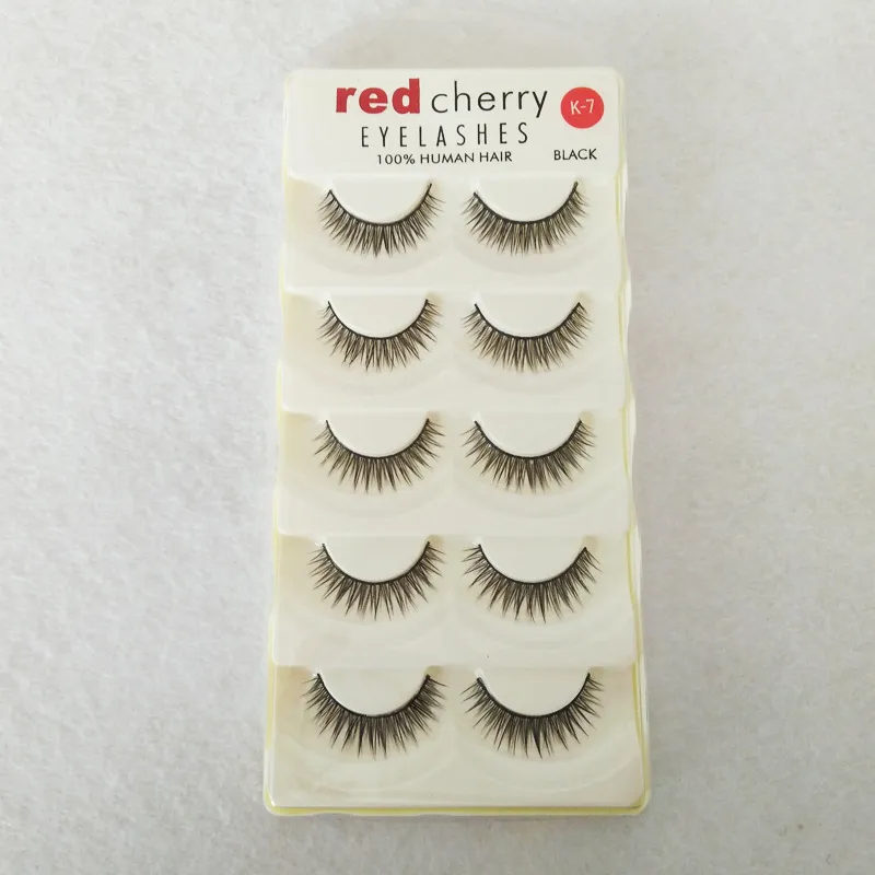 Cereja vermelha 5 pares cílios falsos 18 estilos Black Cross Messy Natural Long grossa Falsa Lashes de beleza Maquiagem de alta qualidade4046732