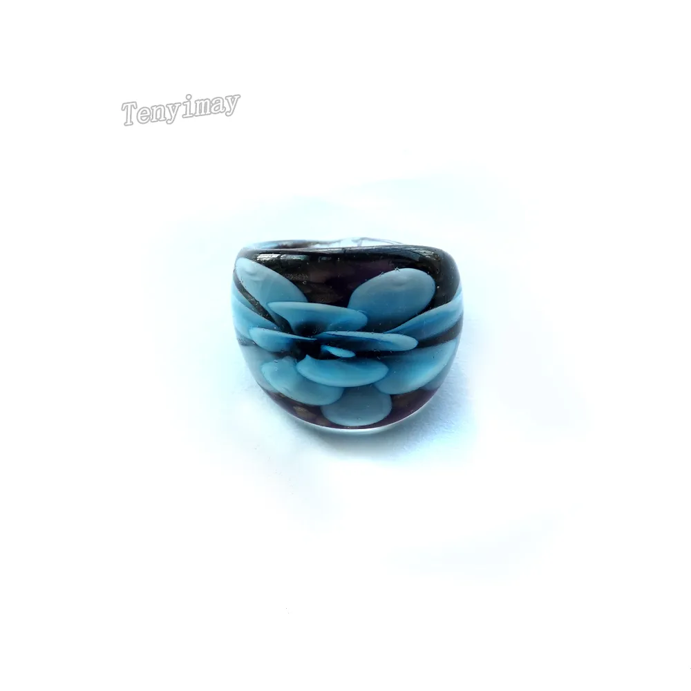 Стеклянные кольца смешанного размера с внутренним цветочным дизайном Китайский традиционный стиль кольца 12 шт. Бесплатная доставка
