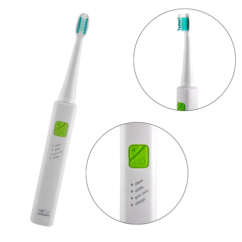 LANSUNG UiTrasonic Sônica Escova De Dentes Elétrica Recarregável Tooth Brushes Com Cabeças de Substituição Lansung U1 escova de dentes 1202001