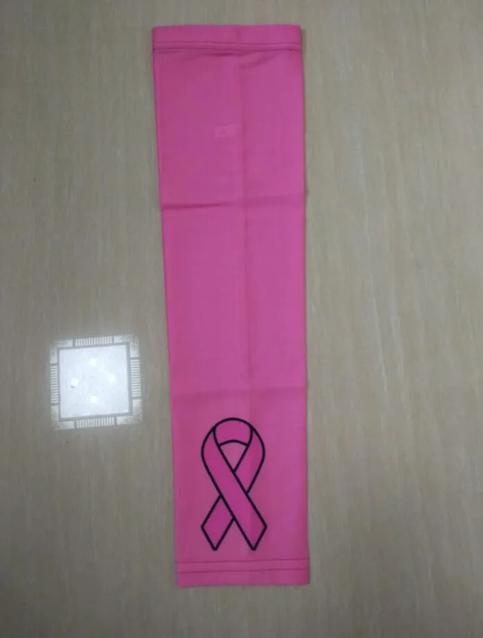 Krebshülse 50 Stück Kostenloser Versand Brustkrebs-Bewusstseins-Baseball-Armmanschette Kompressionsarmstulpen Pink Ribbon Brustkrebs Schnell trocknend