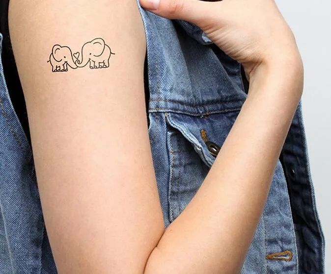 도매- 임시 문신 방수 문신 스티커 파티 이벤트 장식을위한 바디 아트 페인트 검은 코끼리 도매