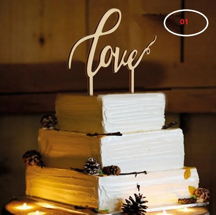 Ahşap malzeme düğün pastası takılı kart Düğün pastası takılı kişiselleştirilmiş düğün dekorasyon ahşap fiş WT047
